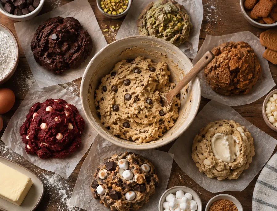Master cookie dough surrounded by distinct flavor variations